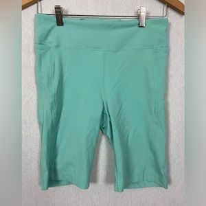 Lululemon Athletica On Pace Bike running Short 10" Pockets Mint Blue Green Sz 10